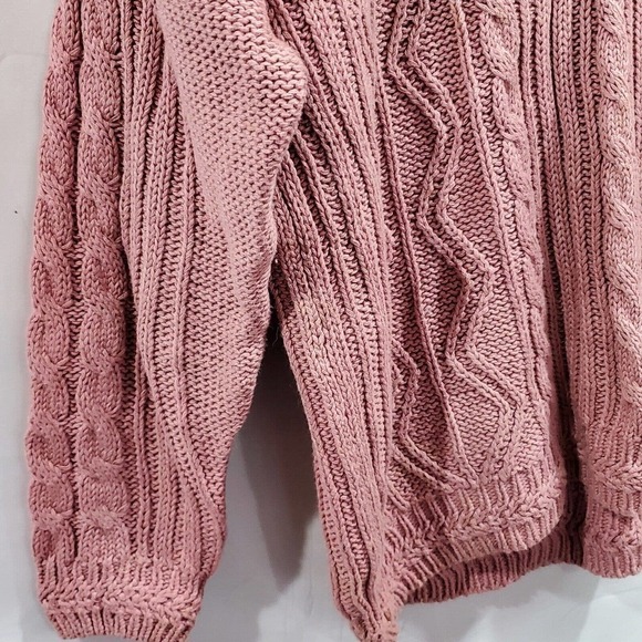 Vintage Casual Corner 80's Chunky Knit Ribbed V-Neck Pink Sweater Size Large - Picture 3 of 8